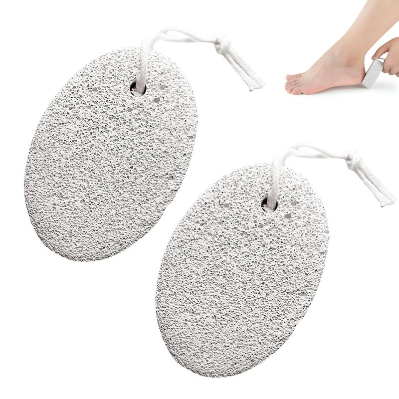 Pumice Stone for Feet/Hands/Body, Natural Lava Pumice Stone for Dead Hard Skin Removal, Foot Scrubber, White Calluse Remover, Foot File for Men/Women for Exfoliation (2pcs)